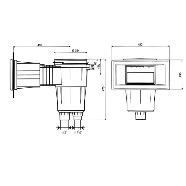 Skimmer Va, suction 406 x 160 mm, for foil, with brass inserts